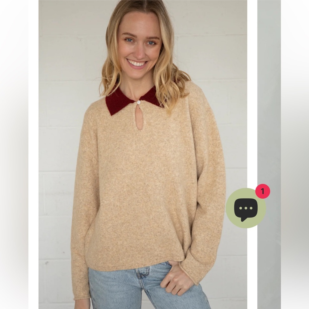 Things Between The Classic Cutie Polo Sweater. Size Large.